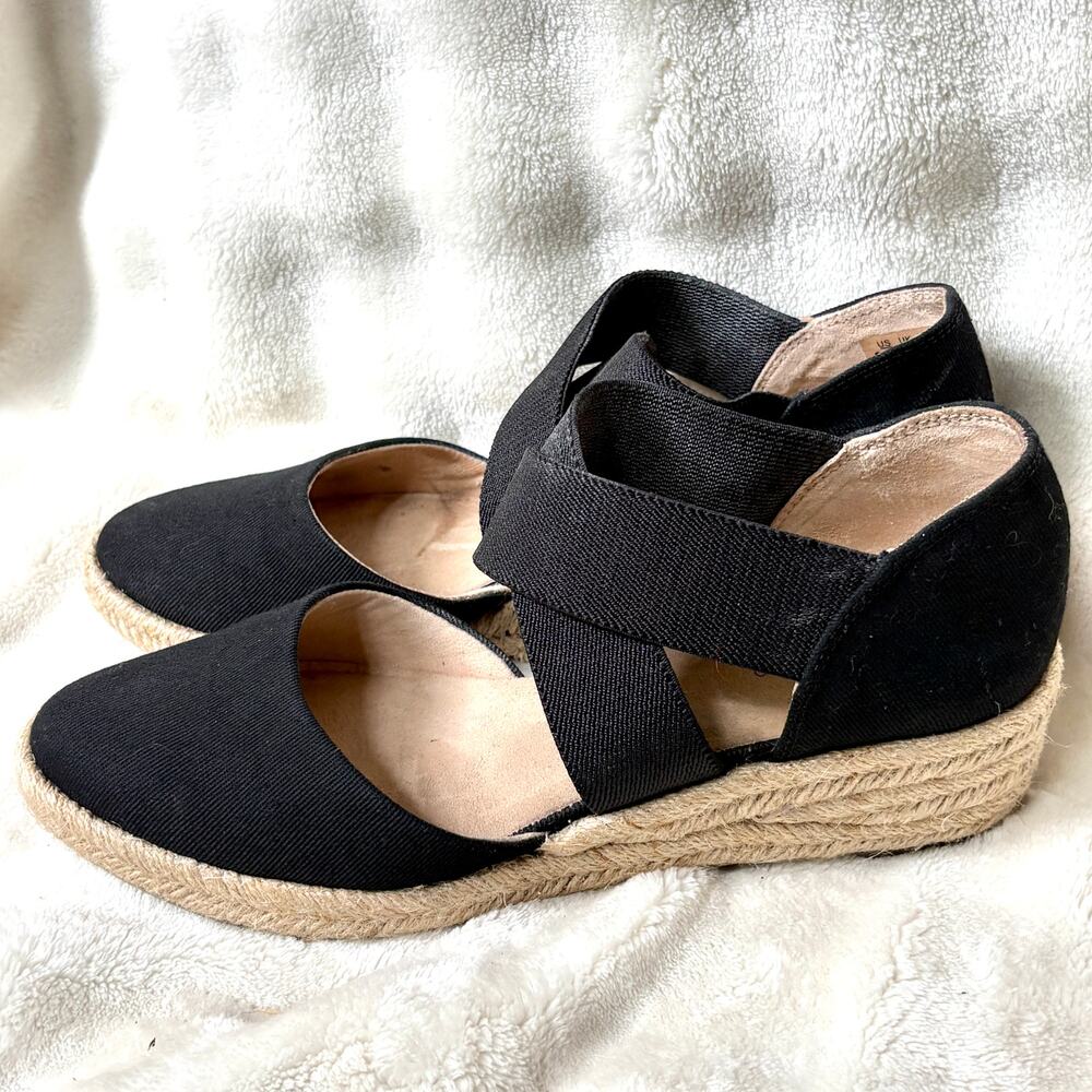 LifeStride Keaton Espadrille Wedge Heels 8.5 Black Pumps Sandals Life Stride - Picture 2 of 9